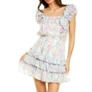 Loveshackfancy Ivoire White Blue Pink Mini Dress $495